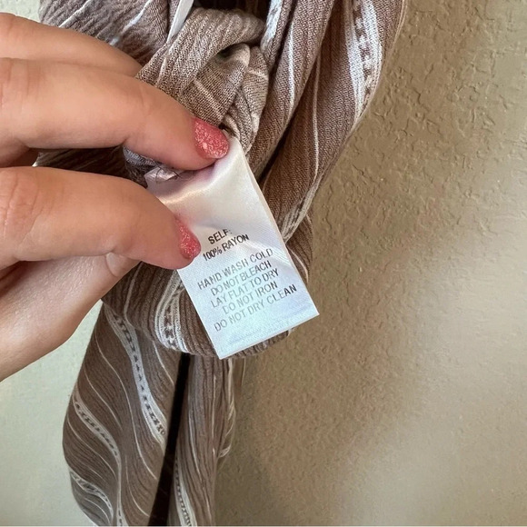 Lulus Ocean City Tan and White Striped Jumpsuit - Picture 7 of 9